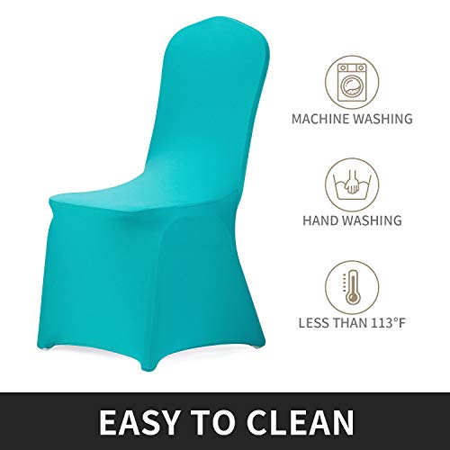 Peomeise Stretch Spandex Chair Cover for Wedding Party Dining Banquet Event (Turquoise, 12) - Image 3