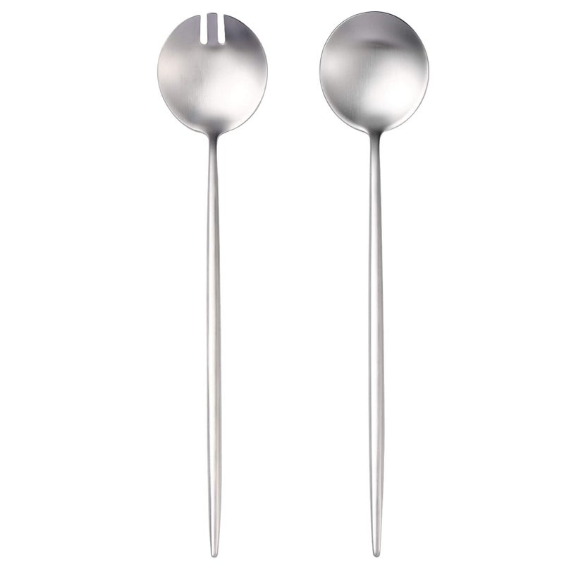 Lemeya Salad Serving UtensilsServing Spoons Stainless Steel2Pcs Long Handle Salad Servers 1142 InchSalad Utensils for ServingMatte FinishDishwasher Safe