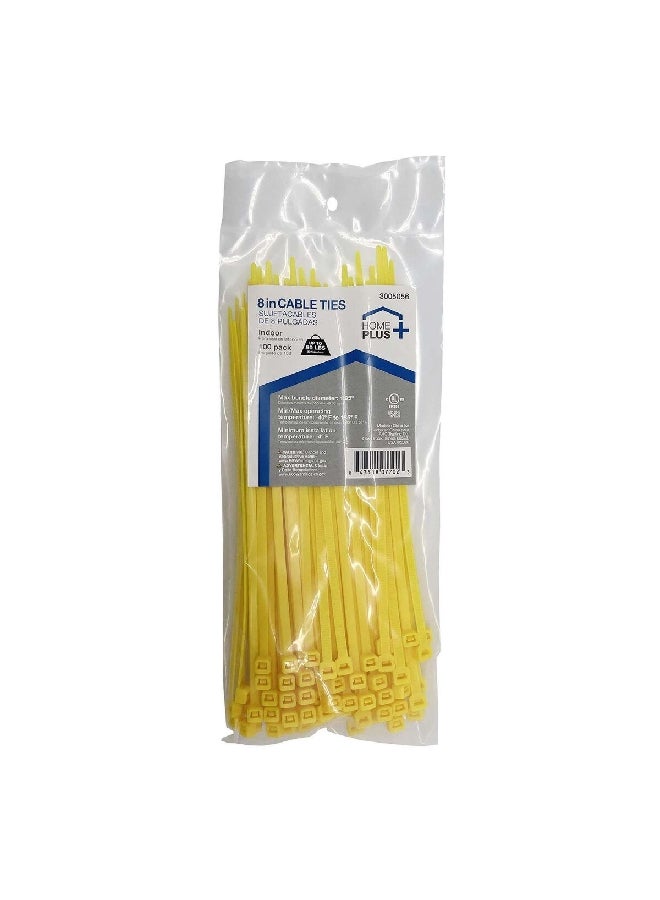 Home Plus 100-Piece Self-Locking High-Quality Weather Resistant Cable Ties Yellow 8 Inch LH-S-200-8-YW  - Image 1