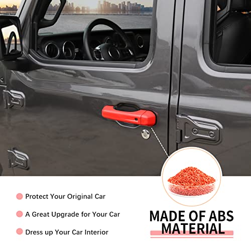 SQQP Door Handle Cover & Tailgate Handle Cover Inserts Exterior Accessories Fit for 2018-2025 Jeep Wrangler JL JLU 2/4 Door(Red) - Image 5