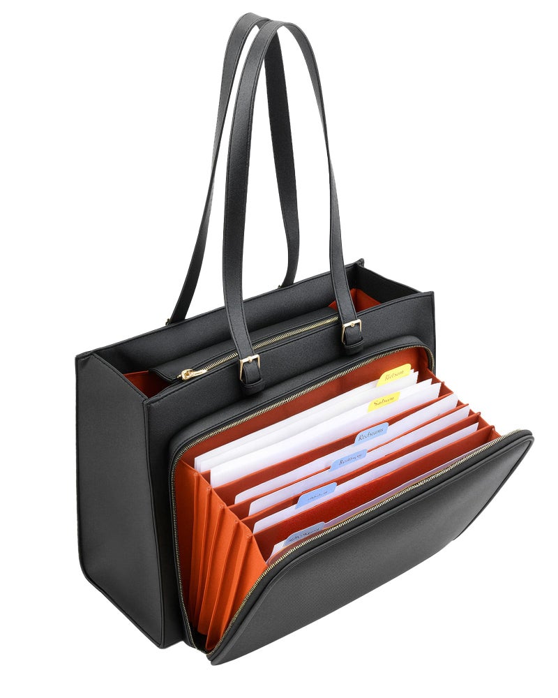 Bulado Teacher Tote Bag with Accordion File Pocket, Large Teacher Work Tote Bag for Women, Waterproof, Fits 15.6" Laptop - Image 1
