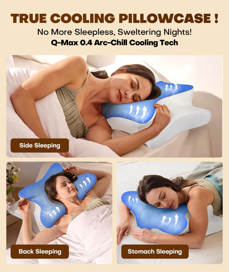 Cozyplayer True Cooling Cervical Neck Pillow for Pain Relief, Ergonomic Side Sleeper Pillow for Neck Support, Odorless Orthopedic Contour Memory Foam Pillows, Bed Pillow for Back Stomach Sleeper - Image 4