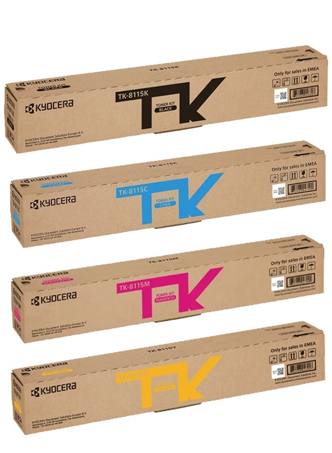 Kyocera TK-8115 Toner Cartridge Set (Black, Cyan, Magenta, Yellow) for ECOSYS M8124cidn & M8130cidn - Image 1