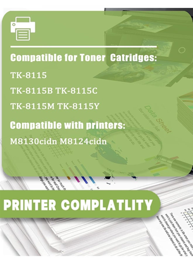 Kyocera TK-8115 Toner Cartridge Set (Black, Cyan, Magenta, Yellow) for ECOSYS M8124cidn & M8130cidn - Image 2