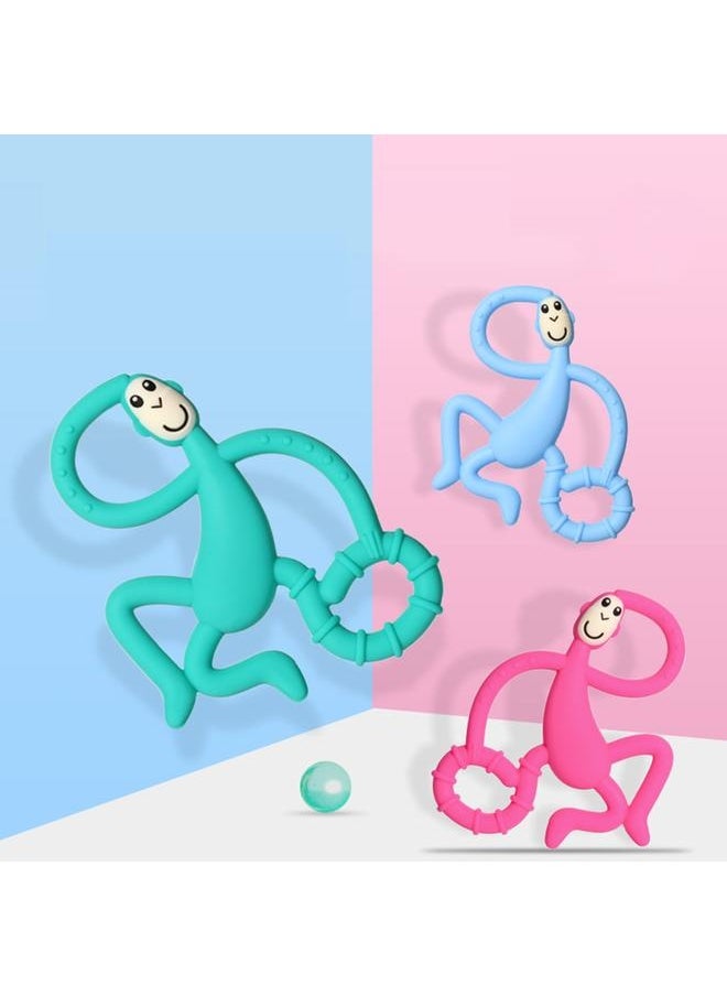 NIBEMINENT - Baby Teether Toys Monkey Shape Easy To Hold Soft Silicone Infant Chewing Toy for Home Pink - Image 1