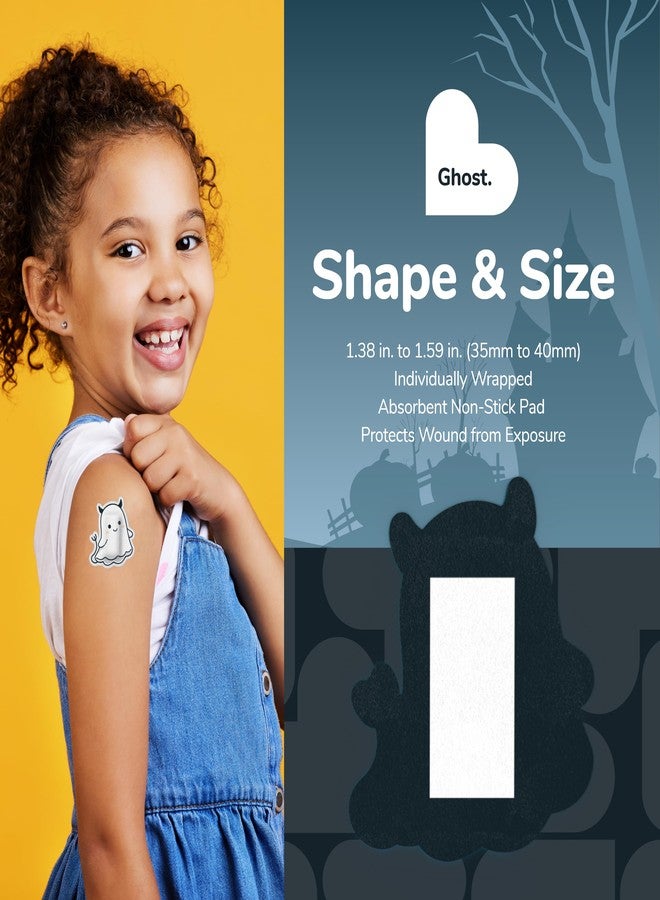 BioSwiss Kids Bandages, Halloween Ghost Shaped Self Adhesive Bandage Set, Latex Free, Sterile Wound Care, 24 Count - Image 4