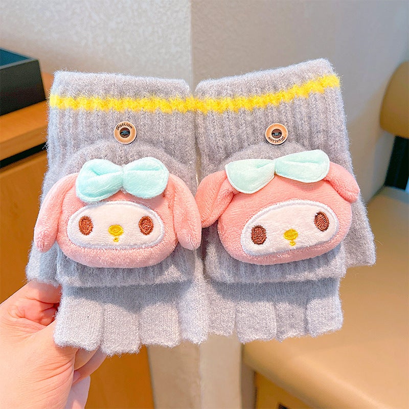 Kids Flip-Top Gloves Half-Finger Warm 2024 Winter 11#Melody [flip cover]