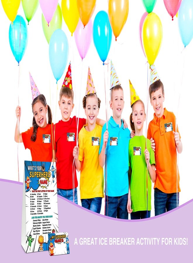 Foosproea What's Your Superhero Name Game - Super Hero Birthday Party Games for Boys - Family School Classroom Activity - 1 Standing Sign and 30 Stickers - Kids Superhero Party Supplies Decorations(07) - Image 5