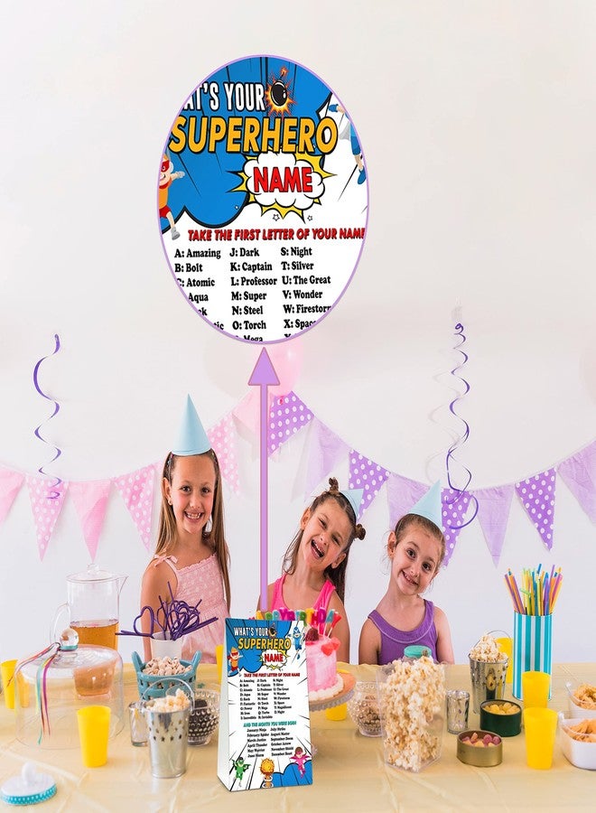 Foosproea What's Your Superhero Name Game - Super Hero Birthday Party Games for Boys - Family School Classroom Activity - 1 Standing Sign and 30 Stickers - Kids Superhero Party Supplies Decorations(07) - Image 3
