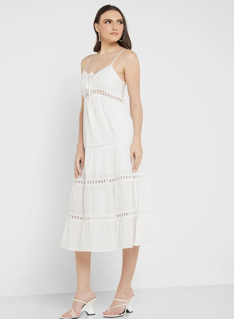ELLA White Eyelet Midi Dress