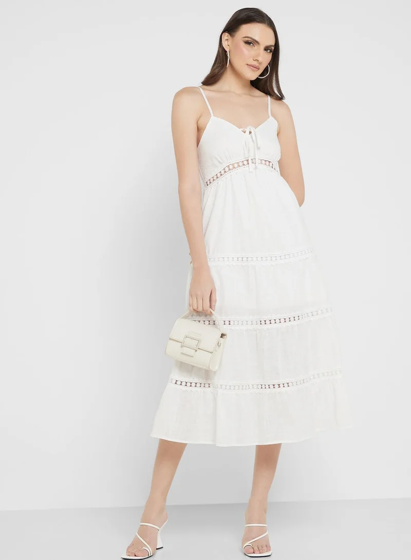 ELLA White Eyelet Midi Dress