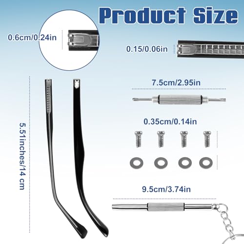 Heclia Glasses Arm Replacement 2 Pair Universal Eyeglass Repair Kit Anti-Slip Tips Eyeglasses Arms Legs Replacement Accessories with Screws, Nose Pads, Tools for Sunglasses, Reading Glasses Black TR90 - Image 2