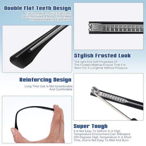 Heclia Glasses Arm Replacement 2 Pair Universal Eyeglass Repair Kit Anti-Slip Tips Eyeglasses Arms Legs Replacement Accessories with Screws, Nose Pads, Tools for Sunglasses, Reading Glasses Black TR90 - Image 3