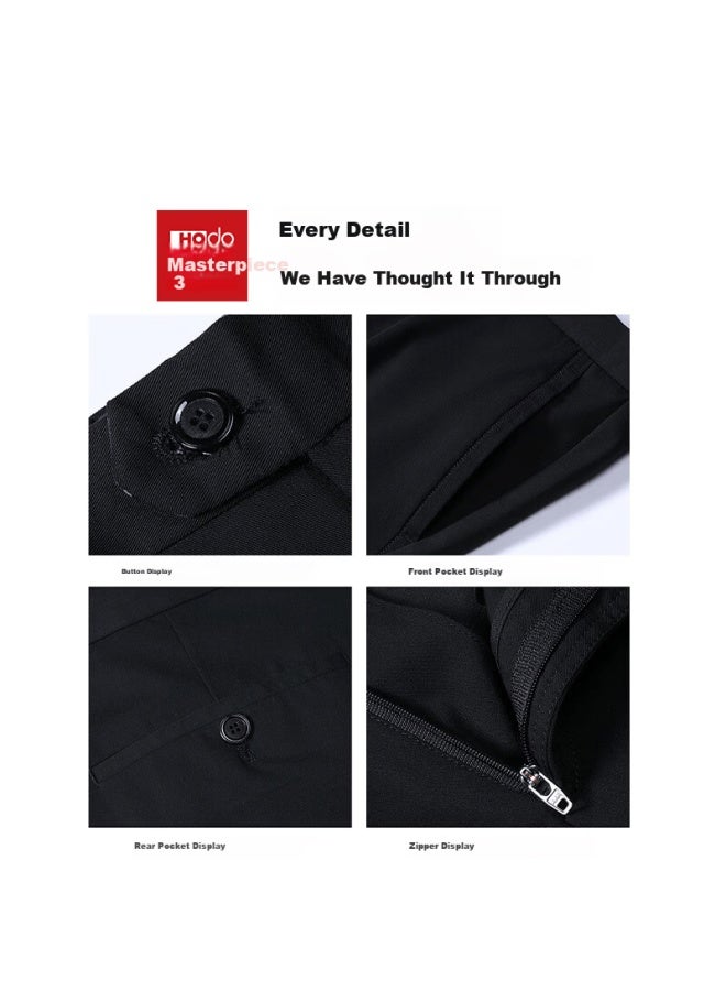 Hodo Men's Casual Business Slim Fit Stretch Wrinkle-resistant Thick Dress Pants Black 31 - Image 1