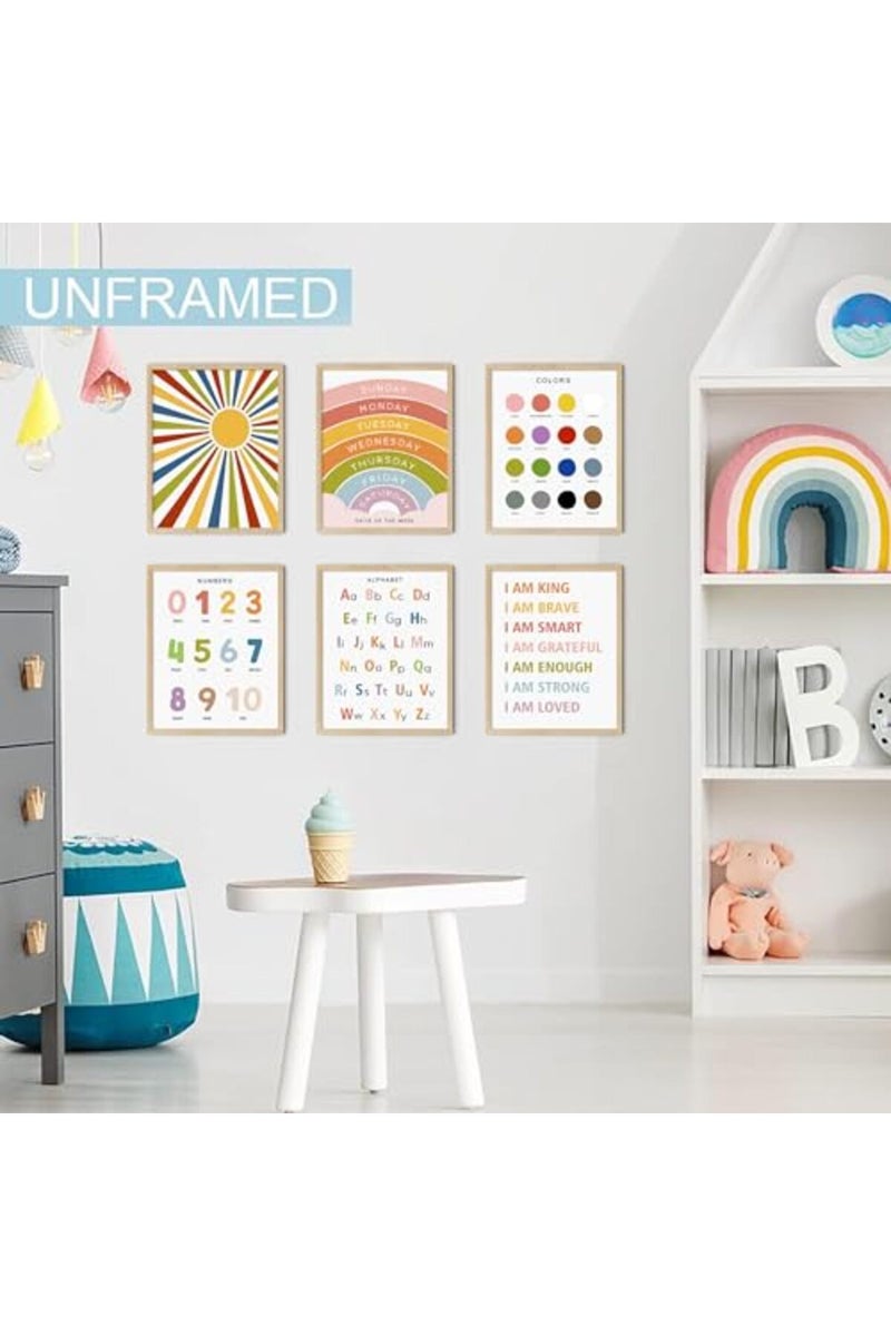 LIYAOLI Alphabet Poster for Toddlers Playroom Decor 8 x10 Inch Art Print Unframed Set of 6 Alphabet Abc Wall Decor Posters for Toddlers Boy Room 1-3 Nursery Kids Wall Art - Image 5