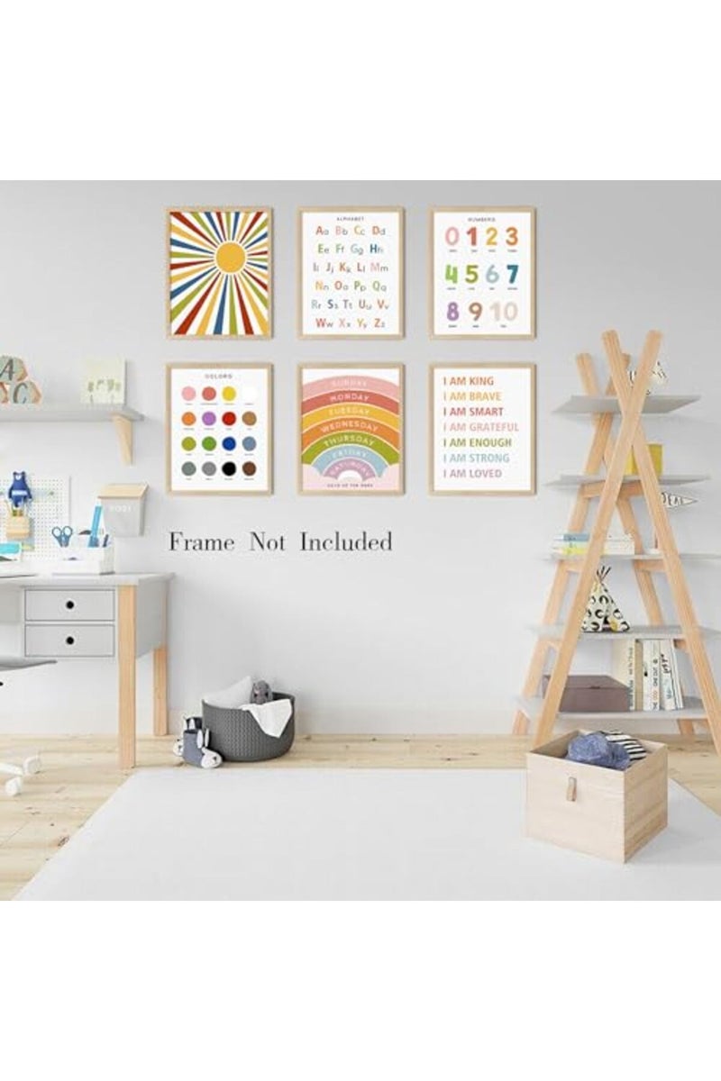 LIYAOLI Alphabet Poster for Toddlers Playroom Decor 8 x10 Inch Art Print Unframed Set of 6 Alphabet Abc Wall Decor Posters for Toddlers Boy Room 1-3 Nursery Kids Wall Art - Image 2