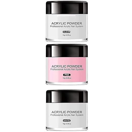 ADOERE Acrylic Powder Set 30g Professional Acrylic Nail Powder System for Acrylic Nails Extension Nail Art Pack Of 3 - Image 1