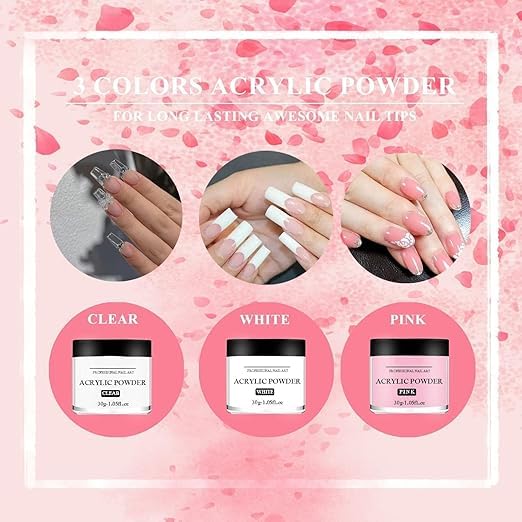 ADOERE Acrylic Powder Set 30g Professional Acrylic Nail Powder System for Acrylic Nails Extension Nail Art Pack Of 3 - Image 5