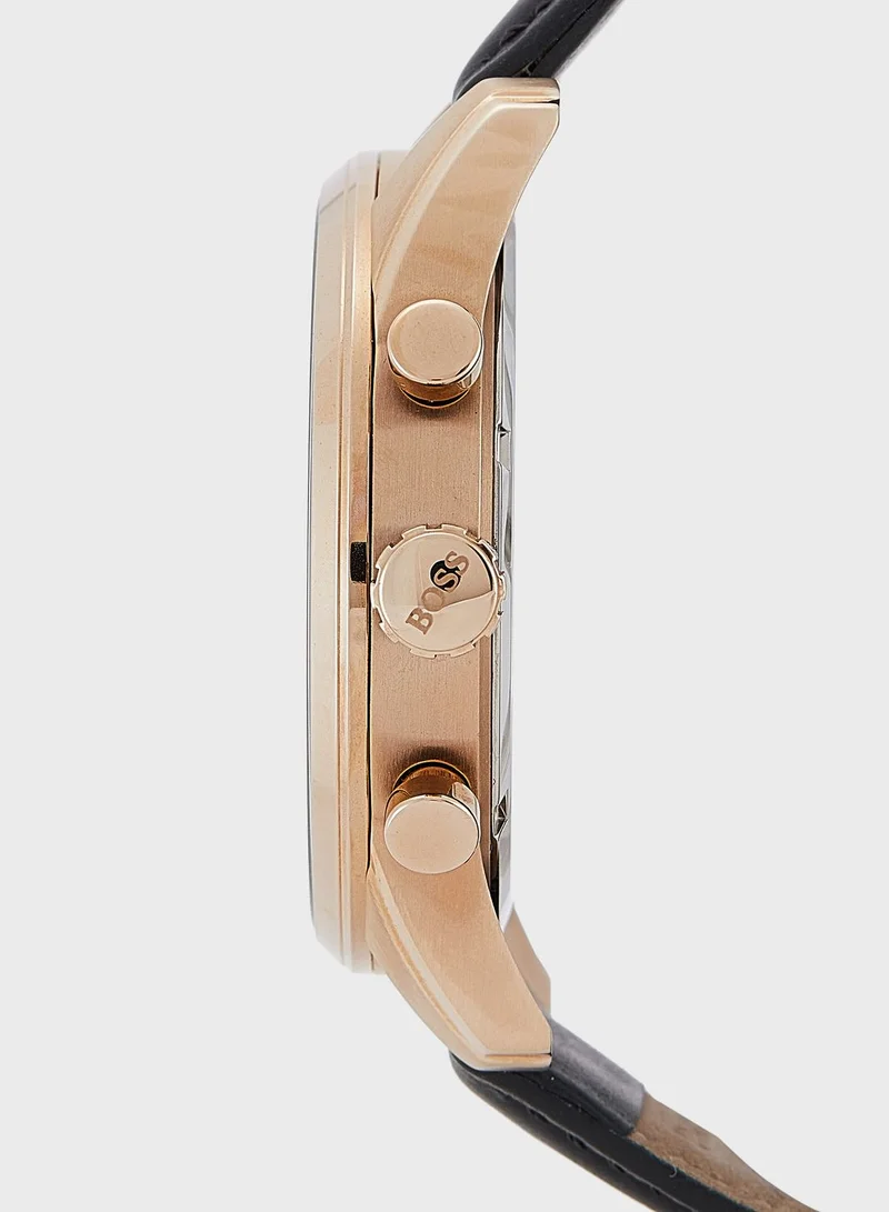 BOSS Leather Strap Analog Watches