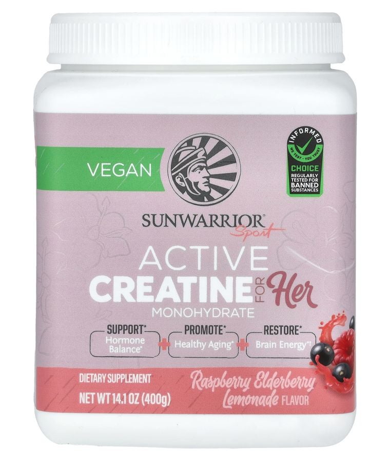 Sunwarrior Sport Active Creatine For Her Raspberry Elderberry Lemonade 14.1 oz (400 g)