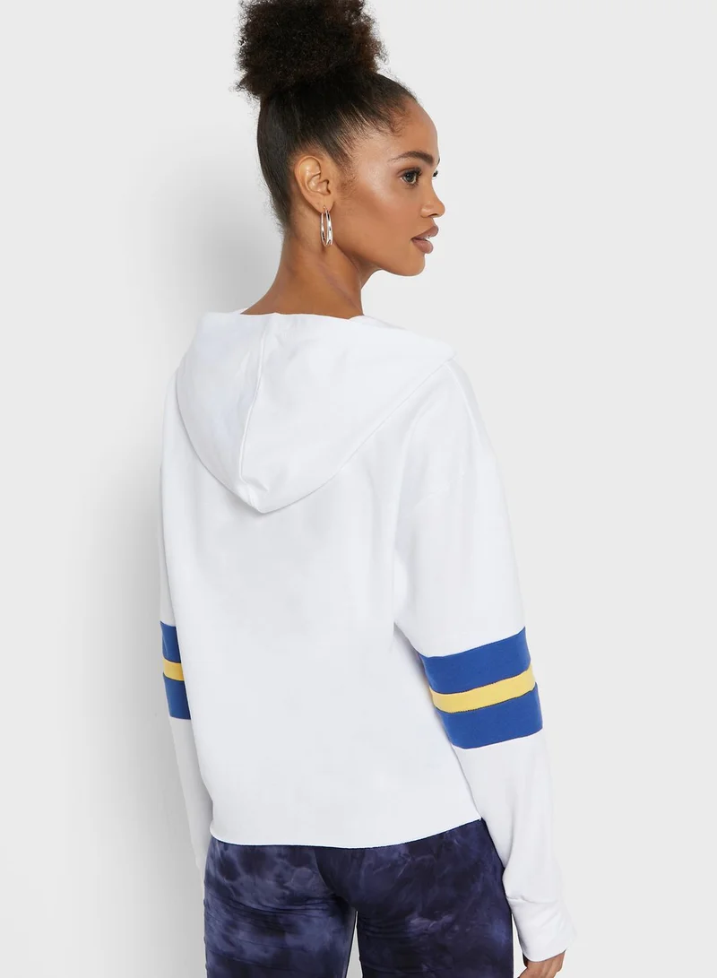Ginger Contrast Paneled Sleeve Hoodie
