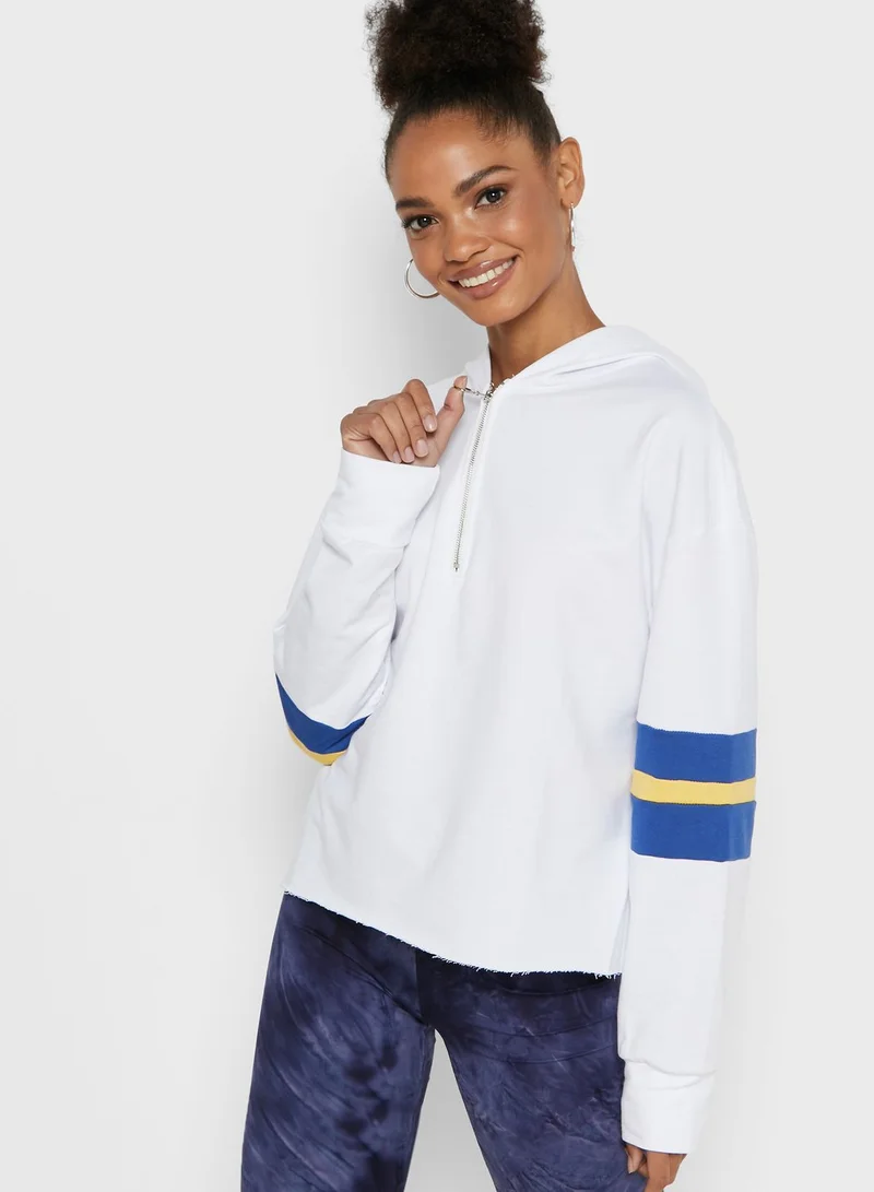 Ginger Contrast Paneled Sleeve Hoodie