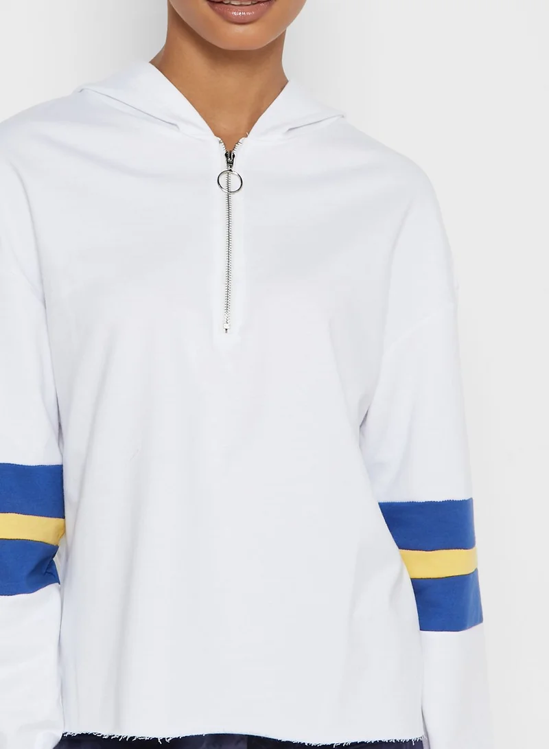 Ginger Contrast Paneled Sleeve Hoodie