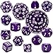 CiaraQ DND Polyhedral Dice Set 15pcs D4D100 Game Dice with Dice Bag for Dungeons and Dragons Role Playing Table Games Purple White - Image 2