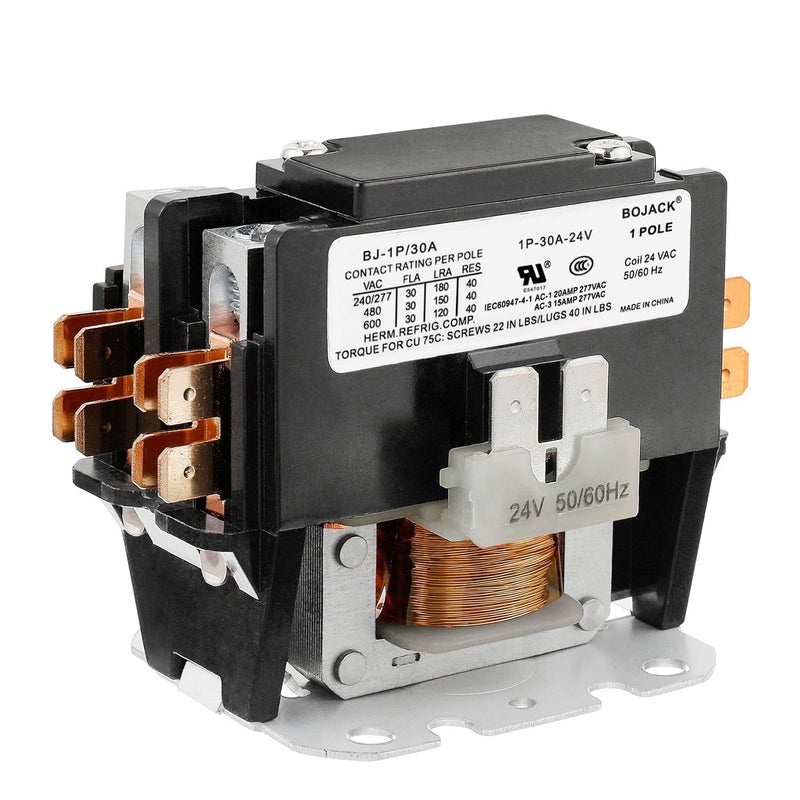 BOJACK 1 Poles FLA 30 Amp Coil 24 VAC Air Conditioner Condenser Compressor Contactor AC Definite Purpose Contactor - Image 1