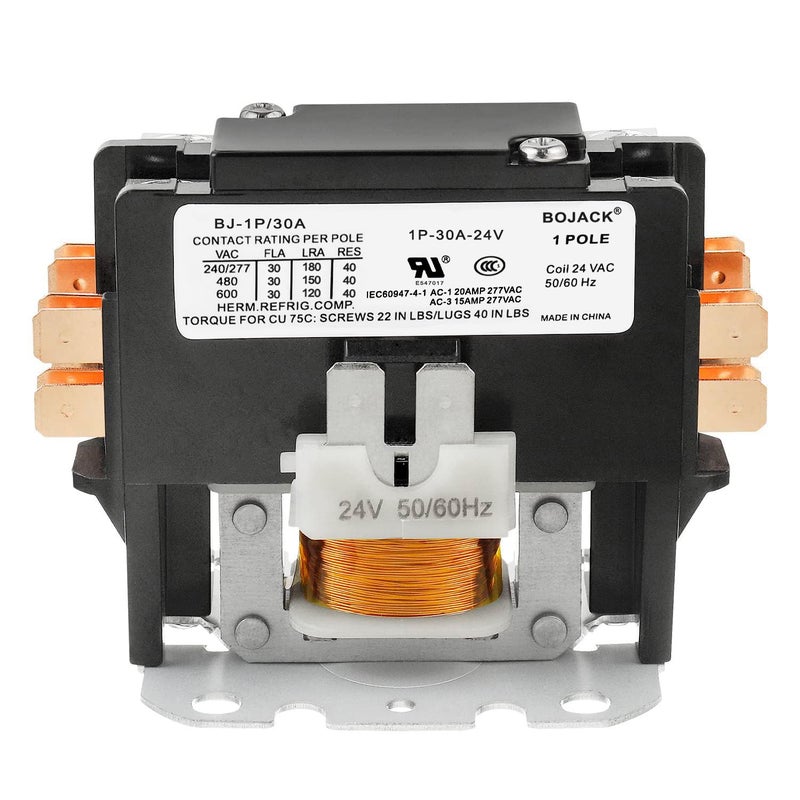 BOJACK 1 Poles FLA 30 Amp Coil 24 VAC Air Conditioner Condenser Compressor Contactor AC Definite Purpose Contactor - Image 2