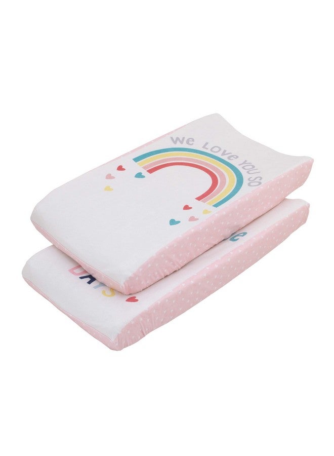 NoJo "We Love You So" Multi Color Rainbow 2 Pack Super Soft Changing Pad Covers, Orange, Pink, Yellow, Aqua - Image 1