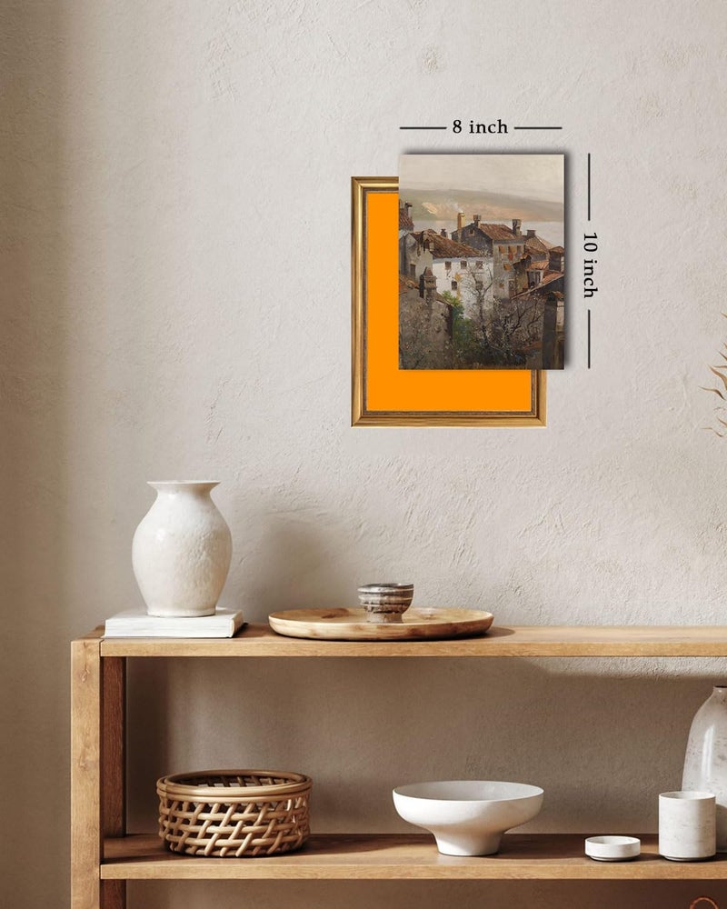 Kizbok Vintage Wall Art - Retro Rustic European Cityscape Canvas Oil Painting for Vintage Room Decor, Cozy Bedroom & Bathroom Decor (8" x 10" - UNFRAMED) - Image 3