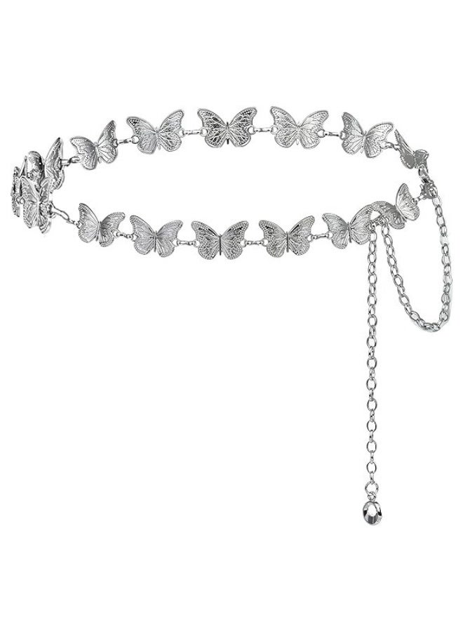 Adjustable Butterfly Link Metal Waist Chain Belt for Women and Girls - Image 1