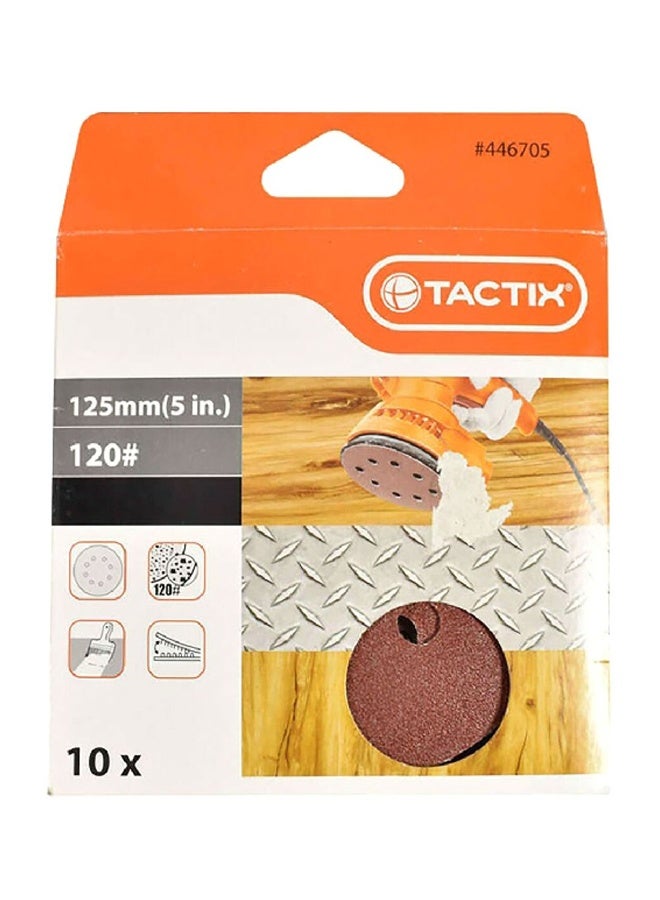 Tactix 10-Piece 120-Grit Floor Protective Sanding Disc Brown 125 mm 446705 - Image 1