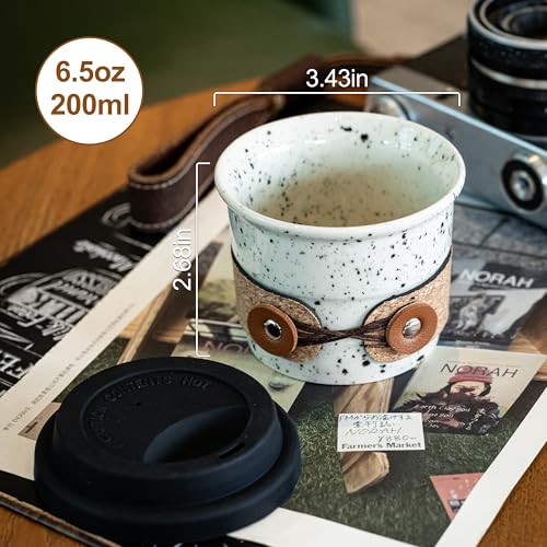 Cormomu Coffee Mug Coffee Cups with Lids, Travel Coffee Tumbler, Reusable Coffee Cups with Lids, Porcelain Tea Cups, Ceramic Travel Mug, Microwave & Dishwasher Safe, Spill Proof, 6.5oz - Image 2