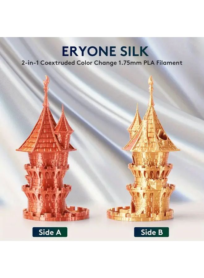 خيوط PLA للطباعة ثلاثية الأبعاد من ERYONE، لون مزدوج برتقالي وأرجواني، وزن 200 جرام، قطر 1.75 مم، تشطيب ناعم - Image 2