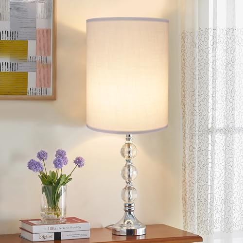Koorle Tall Lamp Shade, White Drum Lampshade for Table Lamps Floor Lamp, 10" Top X 10" Bottom X 13" High Large Line Fabric Lamp Shade, Easy Assembly Replacement Lampshades - Image 2
