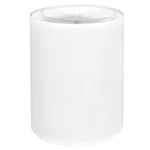 Koorle Tall Lamp Shade, White Drum Lampshade for Table Lamps Floor Lamp, 10" Top X 10" Bottom X 13" High Large Line Fabric Lamp Shade, Easy Assembly Replacement Lampshades - Image 1