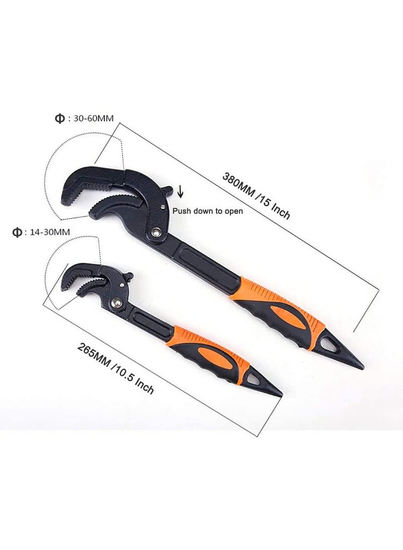 SYOSI 2 Pcs Multi-function Universal Wrench Set Self Adjusting Spanner Quick Power Grip Pipe Wrench for Auto Repair and Home Maintenance - Image 3