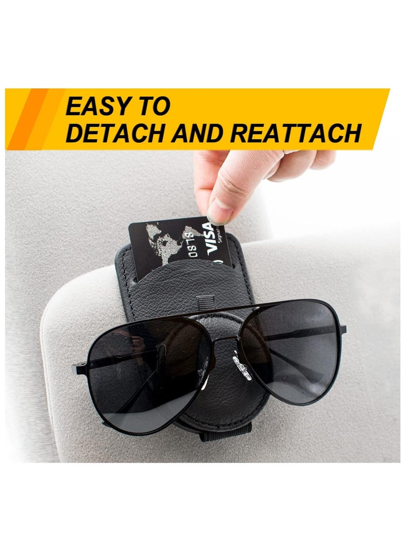 Generic Sunglass Holder for Car Visor Leather Sun Glasses Clip Universal Auto Eyeglass Mount with Card Clip  - Image 4