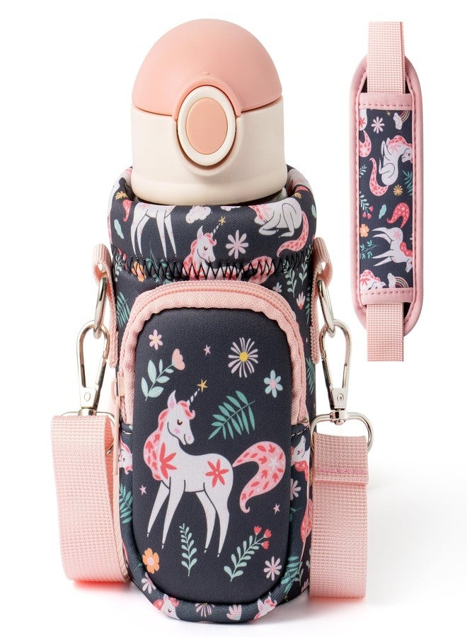 2ooya Water Bottle Carrier Bag with Strap - Magic Horse Water Bottle Bag Holder with Padded Strap Pocket 10/12/14/16/18Oz Neoprene Insulated Bottle Bag for Walking Hiking Camping - Image 1