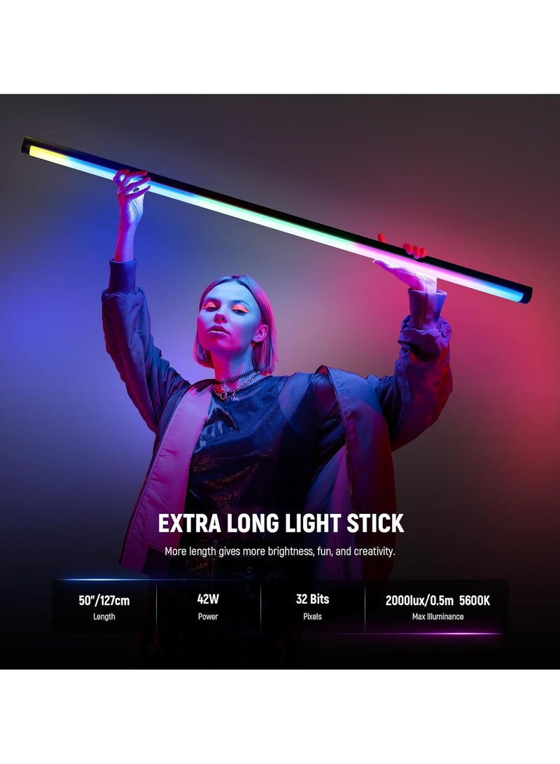 NEEWER TL120C RGB LED Stick Light | Portable Handheld Tube Light with Adjustable Colors & Brightness for Photography, Video, Live Streaming - Image 2