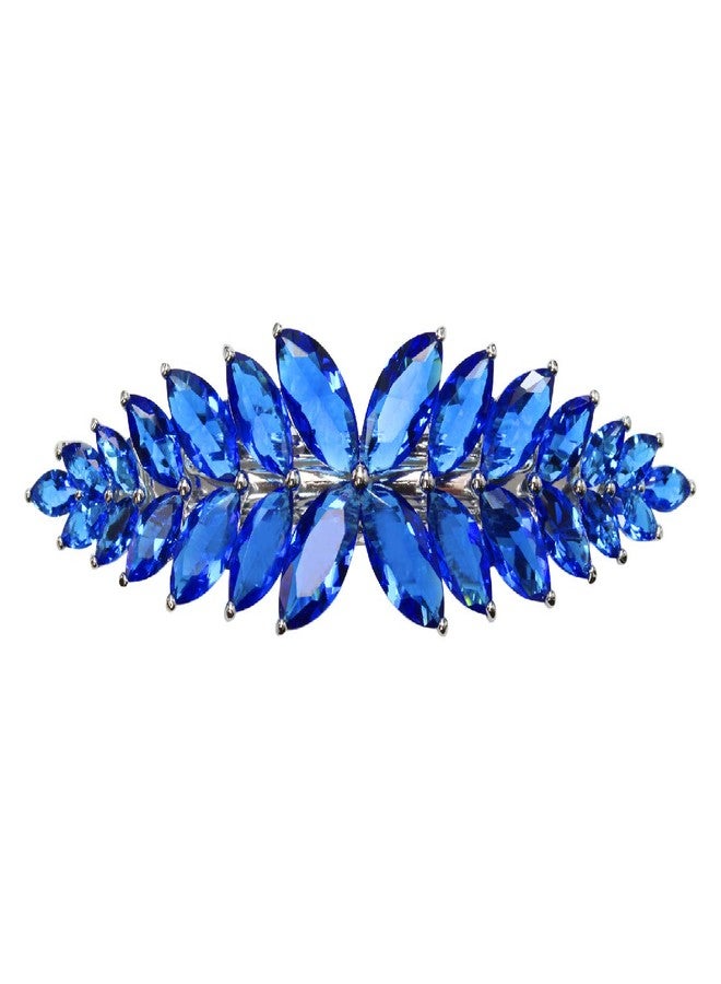 Faship Gorgeous Blue CZ Crystal floral Hair Barrette - Image 1