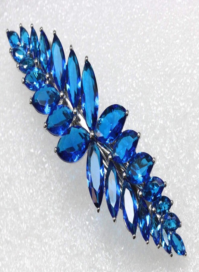 Faship Gorgeous Blue CZ Crystal floral Hair Barrette - Image 5