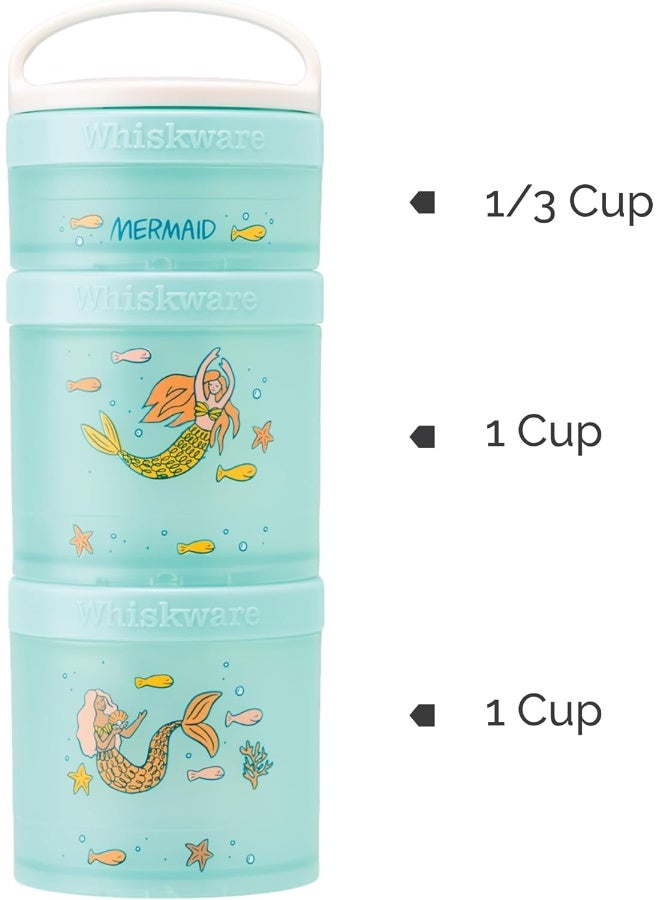 Whiskware Stackable Snack Containers for Kids and Toddlers, 3 Stackable Snack Cups for School or Travel, Mermaid (Pack of 1) - Image 4