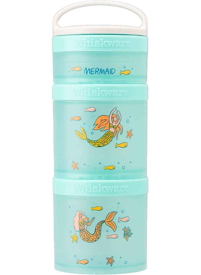 Whiskware Stackable Snack Containers for Kids and Toddlers, 3 Stackable Snack Cups for School or Travel, Mermaid (Pack of 1) - Image 1