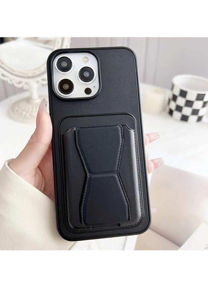 DUSALA iPhone 15 Pro Max Finger Case Cover Finger Grip Card Holder PU Leather Case Shockproof Back Card Storage & built-in Kickstand Cover for iPhone 15 Pro Max 6.7 - Image 1