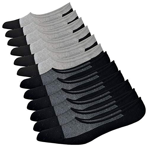 JORMATT 6 Pairs Mens Women Genuine No Show Socks Boys Sneaker Shoes Mesh Knit Low Cut Athletic Cotton Socks Non Slip, Men Shoe size 10-14 - Image 2