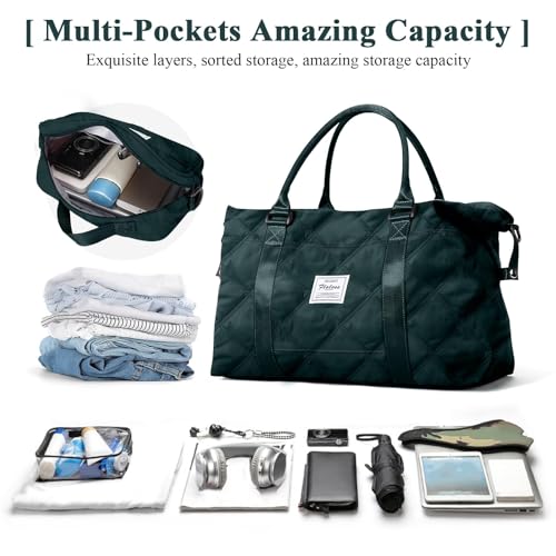 HYC00 Travel Duffel Bag for Women, Overnight Weekender Bag with Toiletry Bag, Carry on Personal Item Bag,Gym Bag - Image 2