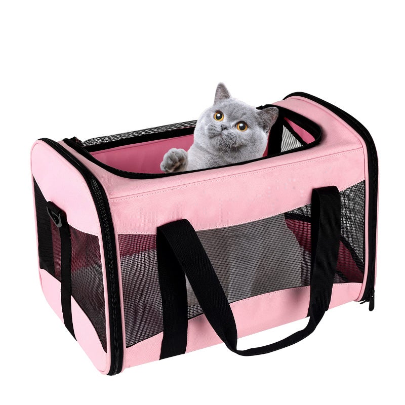 top tasta cat Carrier Large Dog Cat Carriers Puppies up to 30Lbs, Big Dog Carrier Soft Sided, Collapsible Travel Puppy Carrier (X-Large, Pink) - Image 1